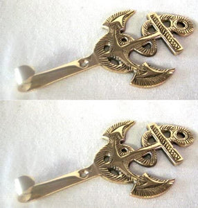 2 Stück- Ankerhaken- Schlüsselhaken- aus massiv Messing- Wandhaken