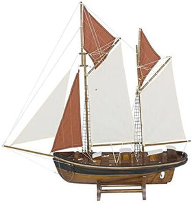 Großes Schiffsmodell Segler Boot aus Holz mit Stoffsegeln 77 cm