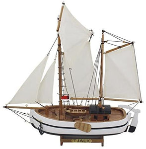 Schiffsmodell - Boot mit Segeln aus Holz- Holland- 43 cm