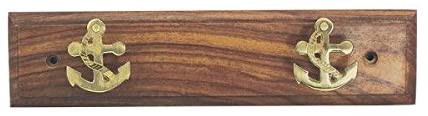 Wandhaken- Schlüsselhaken- aus Holz und Messing