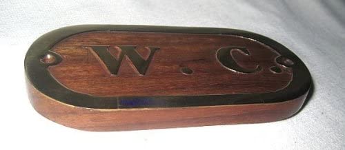 2X Türschild- Holz/Messingschild- maritim- Schiff- WC 10,5 cm