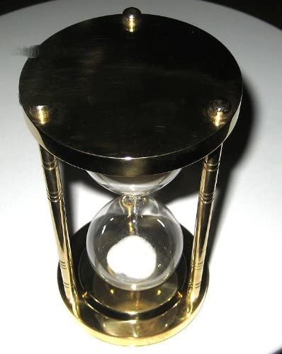 Edle, massive Sanduhr Stundenglas 5 min Höhe 14,5 cm, Messing