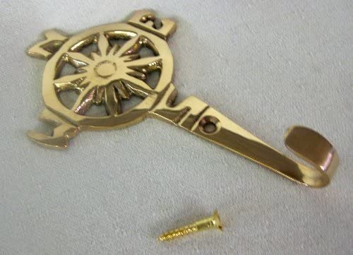 2 Stück- maritimer Wandhaken- Schlüsselhaken- aus Messing- Kompassrose