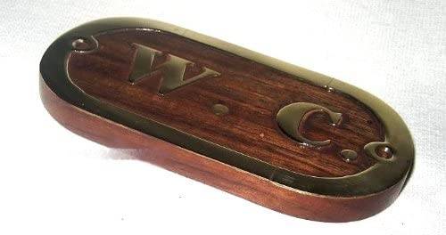 2X Türschild- Holz/Messingschild- maritim- Schiff- WC 10,5 cm