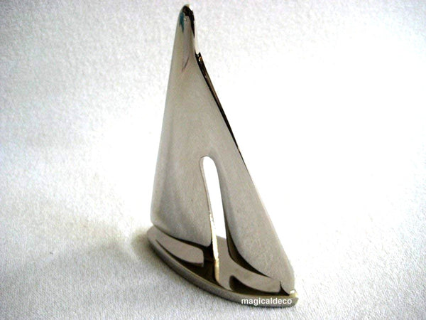Dekoratives Schiffsmodell/Segler - Material massiv Messing, vernickelt- 19 cm