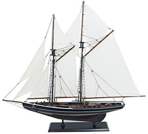 Große, dekorative Yacht, Segelschiff, Schiffsmodell Segelyacht aus Holz mit Leinensegel