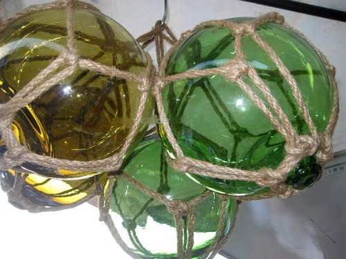 4 Fischerkugeln im Netz- grün und ambere(braun) 17,5 cm