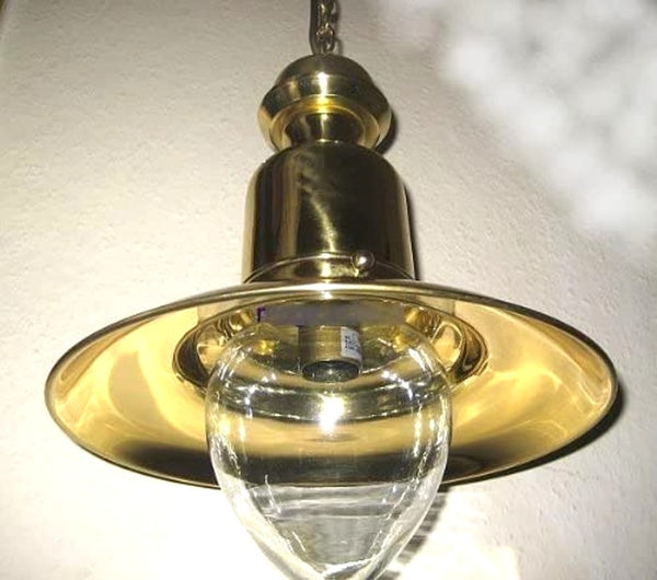 Schiffslampe- Fishermens - Lampe- aus Messing und Glas mit Schutzlack