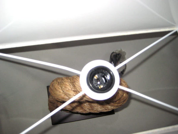 Stehlampe- Tischlampe- 73 cm- gedrehter Naturhanf (robust) und eckiger Stoffschirm