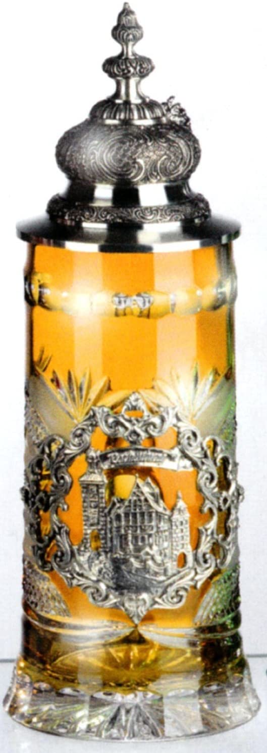 King- Kristall Bierkrug Raute/Facette - ROTHENBURG- Facondeckel - Faconlid- GERMANY- German Beer Stein, Beer Mug - mit Deckel aus Zinn 97% limitiert