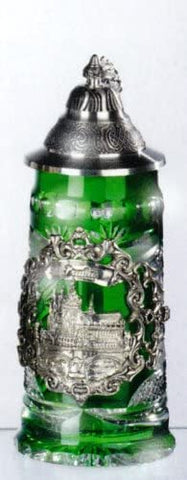 King- Facetten Kristall Bierkrug - Prag, Praha -Spitzdeckel- German Beer Stein, Beer Mug - mit Deckel aus Zinn 97% limitiert