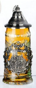 King-  Facetten Kristall Bierkrug - Neuschwanstein -Spitzdeckel- German Beer Stein, Beer Mug - mit Deckel aus Zinn 97% limitiert