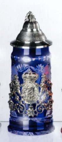 King-  Facetten Kristall Bierkrug Bayern -Spitzdeckel, Bavaria- German Beer Stein, Beer Mug - mit Deckel aus Zinn 97% limitiert