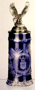 King-  Aufwendiger Kristall Bierkrug US-AIR FORCE-Deckel Adler-German Beer Stein,Beer Mug mit Zinndeckel 97%