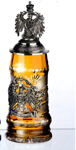 King-  Facetten Kristall Bierkrug Deutschland -Deckel Adler, Eagle- German Beer Stein, Beer Mug - mit Deckel aus Zinn 97% limitiert
