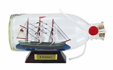 Rickmers- Flaschenschiff- Buddelschiff- Schiff in Flasche -L 16 cm