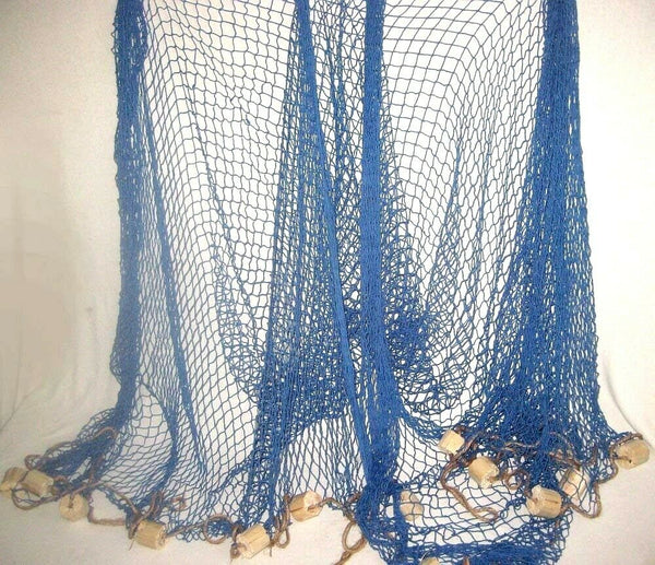 Großes Fischernetz mit Schwimmern - 3,4 m- Farbe blau- Dekonetz