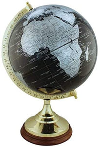 Edler Globus auf Holzstand H 47 cm- Messinggestell- Farbe schwarz