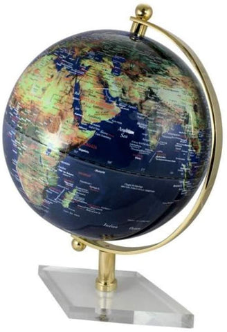 Edler Globus mit Messing-  Fuß transparent- Farbe dunkelblau 30 cm