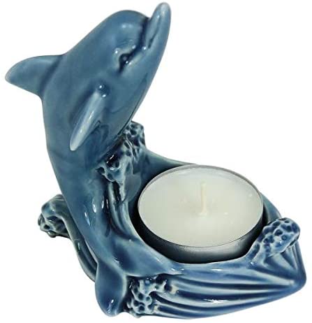 Teelichthalter - Delfin- glasiert- maritim