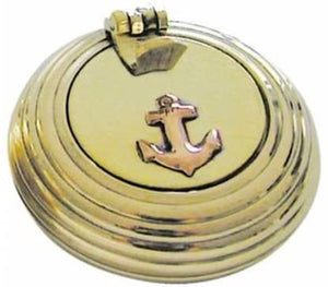 maritimer Taschen- Aschenbecher - Messing- geriffelt und Ankermotiv 6 cm