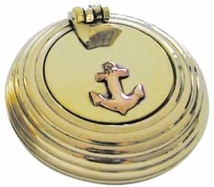 maritimer Taschen- Aschenbecher - Messing- geriffelt und Ankermotiv 5 cm