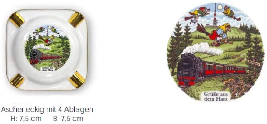 5 Stück-  Aschenbecher Porzellan - Motiv Harz- deutsches Produktdesign