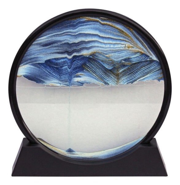 27 cm- Rundes, maritimes Bild mit Sand und Wasser aus Glas/Kunststoff