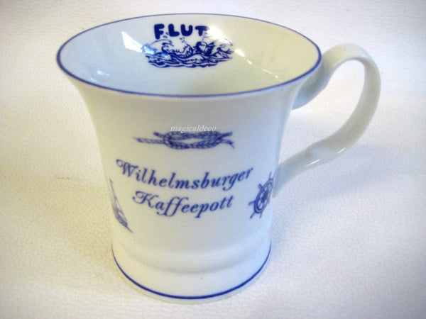 Maritim Porzellan- Tasse, Kaffeepott, Becher- Wilhelmsburg+ Innendruck Ebbe/Flut -deutsches Produktdesign