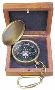 Schlüsselanhänger Kompass antik in Holzbox