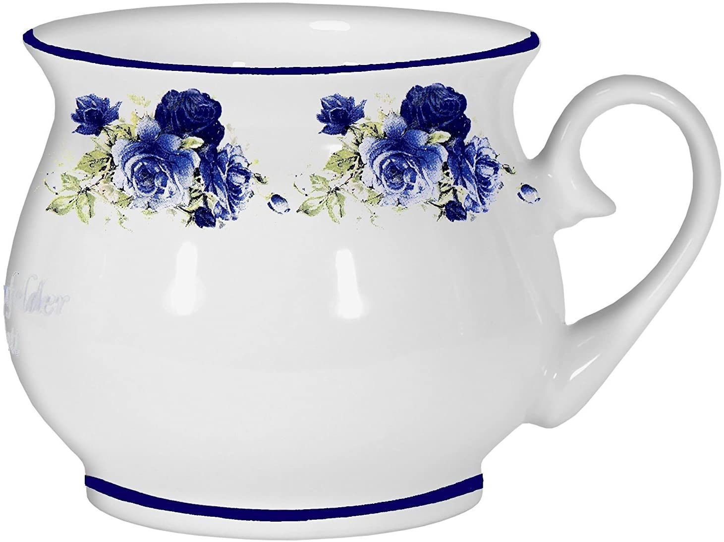Porzellan - Tasse, Kaffeepott, Kugel Becher- Motiv Rosenstrauß blau