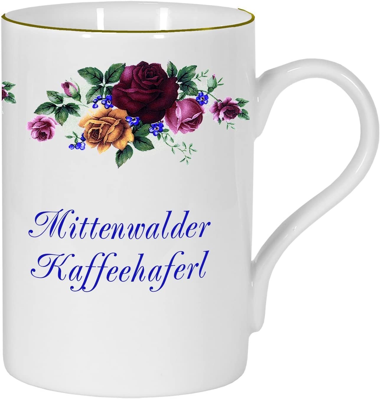 Porzellan - Tasse, Kaffeepott, Becher- MITTENWALD- Motiv Rosenranke