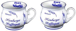 2 Stück- maritim- Porzellan- Tasse, Kaffeepott, bauchiger Becher- Hamburg -deutsches Produktdesign
