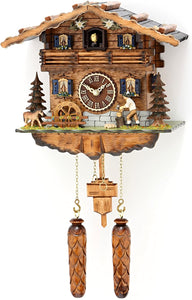 Original Schwarzwald- Kuckucksuhr- beweglichen Holzhacker, drehendes Mühlenrad und 12 Melodien- Kuckucksruf- Cuckoo Clock- Trenkle Uhr