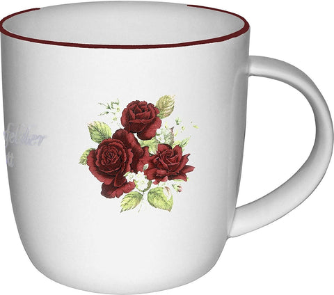 Taza de porcelana, cafetera, taza con motivo de ramo de rosas. 