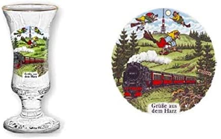 Schnapsglas auf Fuß mit Goldrand 2 cl - Motive Harz- deutsches Produktdesign