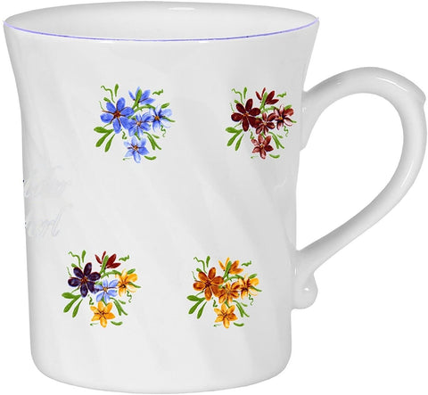 Taza de porcelana torneada, cafetera, taza con motivo de borde de colores 4 flores 