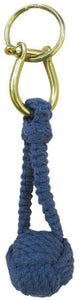 Schlüsselanhänger- Zierknoten, Seglerknoten mit Schäkel/Schlüsselring- Baumwolle, Messing, blau