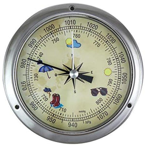 Kleines, leichtes Barometer in Bullaugenform, vernickelt- Durchmesser 11,5 cm