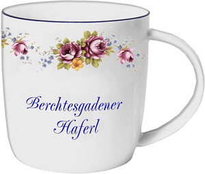 Porzellan - Tasse, Kaffeepott, Becher- Berchtesgaden- Motiv Rosenranke