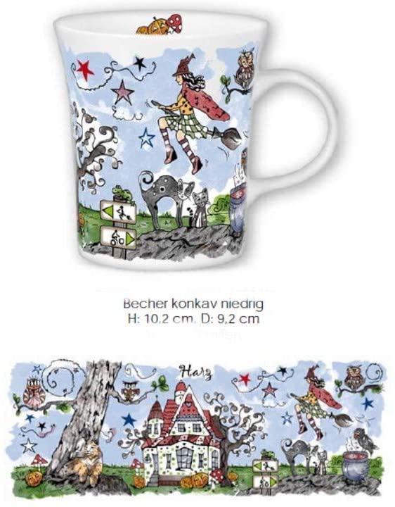 Porzellan konisch- Tasse, Kaffeepott, Becher - Hexenhaus- Hexe
