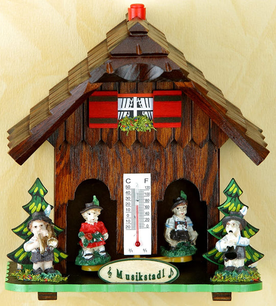 Original Schwarzwald- Wetterhaus 14 cm - Musikanten- Germany Black Forest- Weather Houses