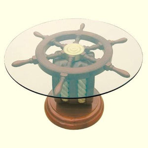 Maritimer Tisch- Beistelltisch der besonderen Art- Holz und Glas Ø 65 cm