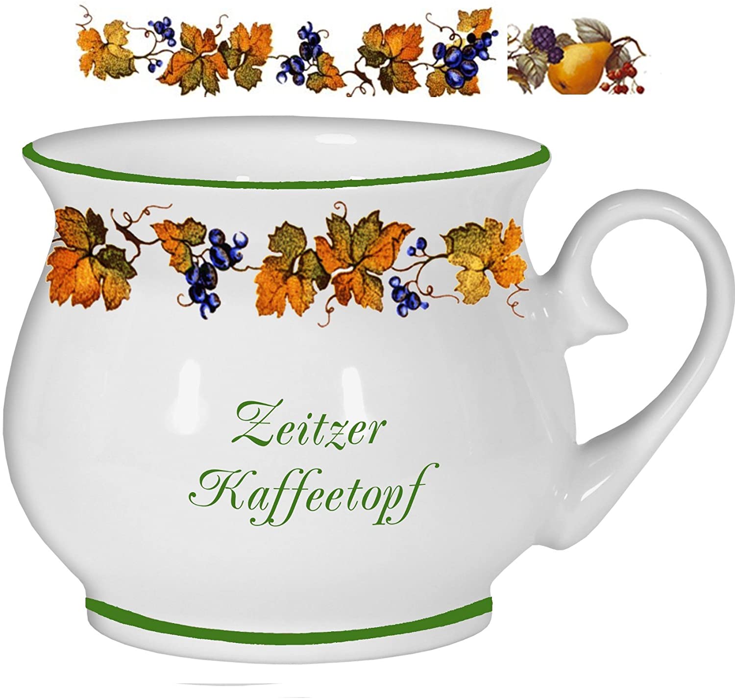 Porzellan- Tasse, Kaffeepott, Kugelbecher - Zeitz - Traubenranke - deutsches Produktdesign