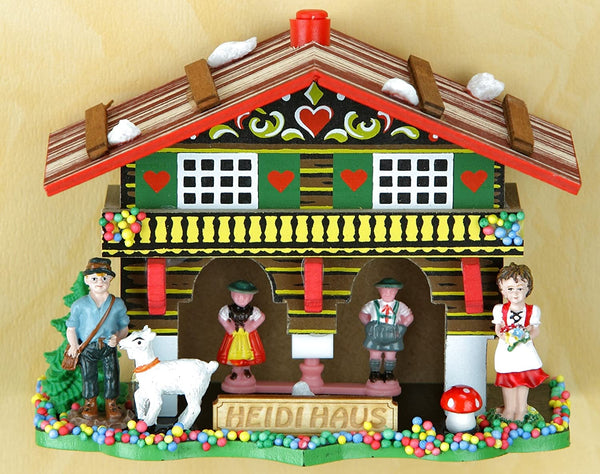 Original Schwarzwald- Miniatur Wetterhaus 10 cm - Heidi, Peter, Ziege- Germany Black Forest- Weather Houses