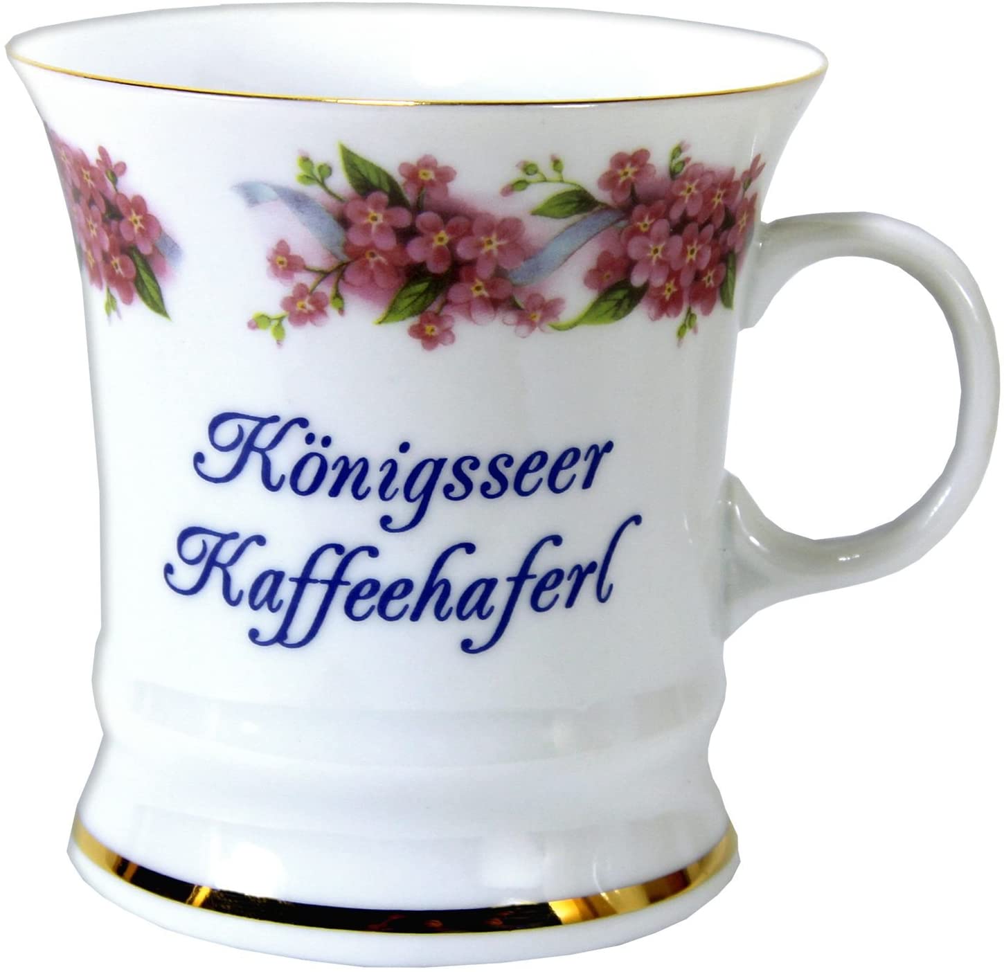 2er Set- Porzellan mit Goldrand- Tasse, Kaffeepott, Becher - Königsee - Motiv Vergißmeinnicht