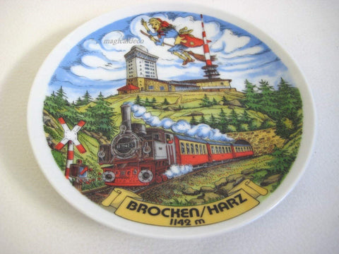Porzellan Teller 19 cm - Brocken Harz- Schmalspurbahn, Brockenbahn, Dampflok