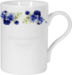 Taza de porcelana, cafetera, taza con motivo de ramo de rosas azules 