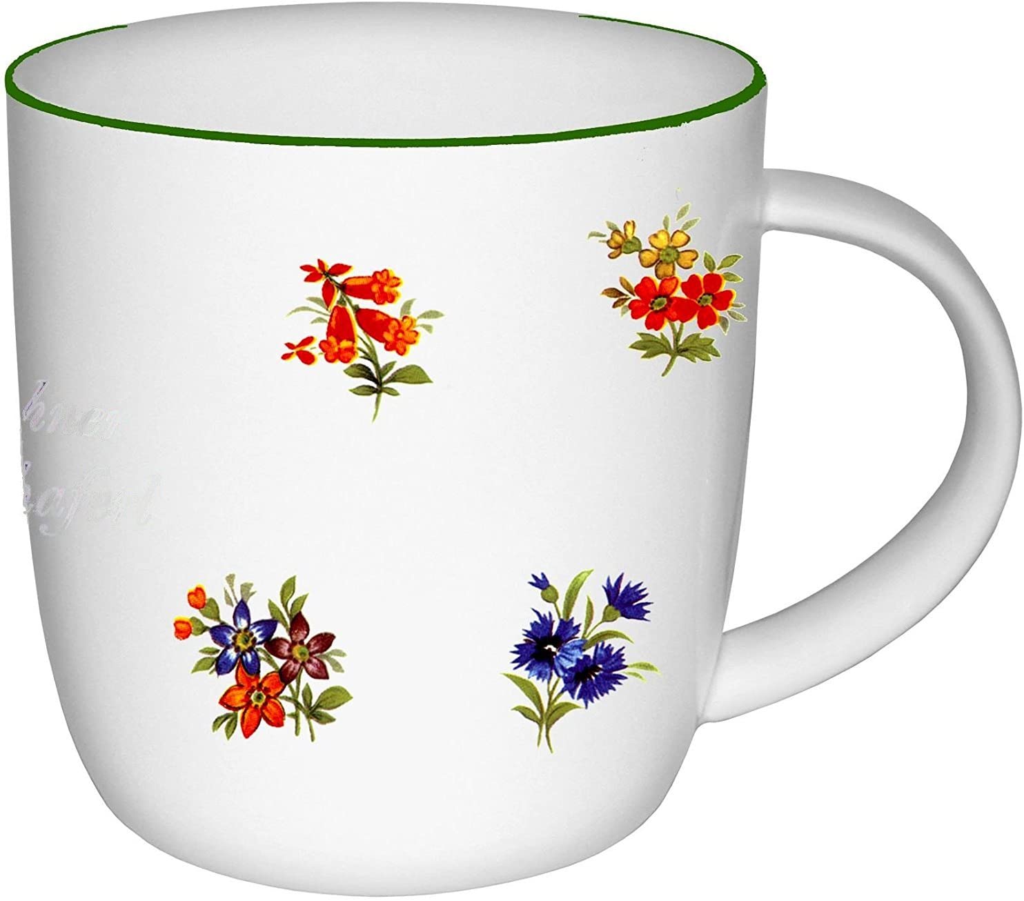 Porzellan - Tasse, Kaffeepott, Becher mit Farbrand- Motiv Blumen