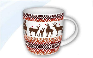 Porzellan- Tasse, Kaffeepott, Becher - Hirsche, Damwild, Deer- Streifendekor